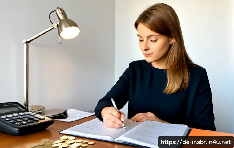 보험중개사 시험 후 복습의 중요성 - Photorealistic German insurance broker exam candidate in a bright, quiet home office, carefully revi...